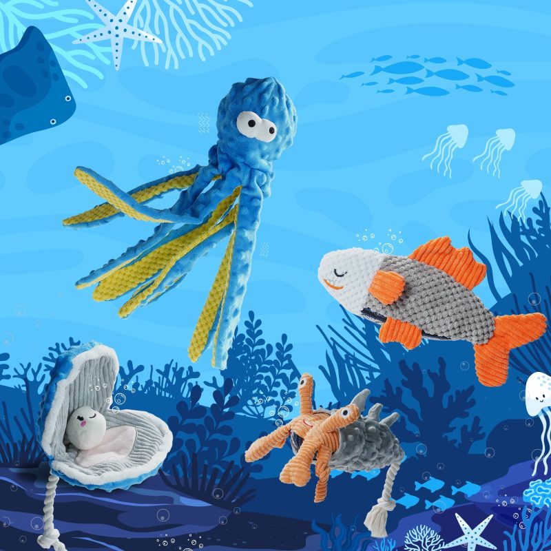 Nocciola 4 PCS Ocean Theme Crinkle Squeaky Dog Toys - Image 2
