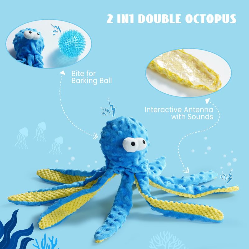 Nocciola 4 PCS Ocean Theme Crinkle Squeaky Dog Toys - Image 3