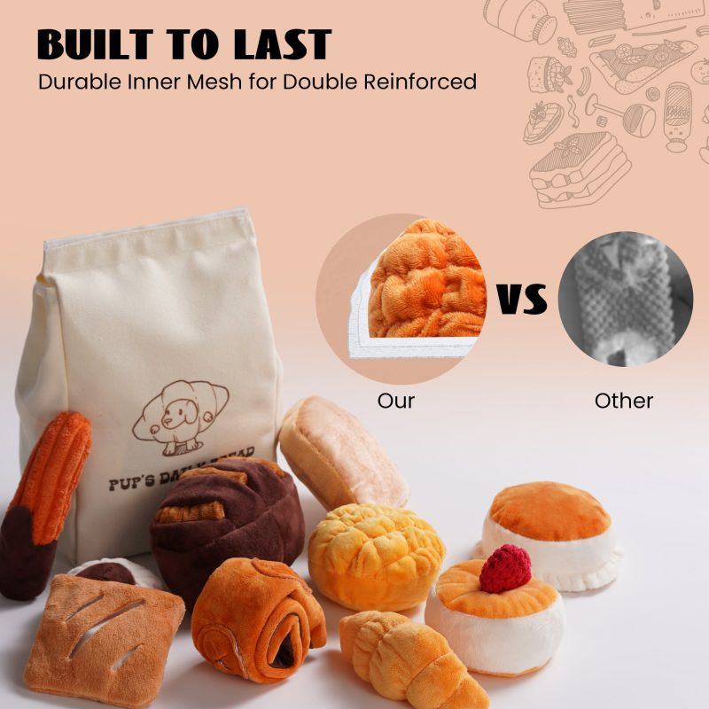 Nocciola 10 Pack Bread Dog Toys with a Bread Bag - Image 5